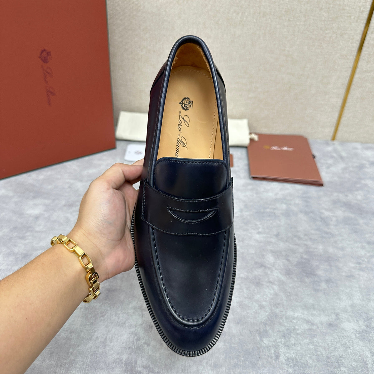 Brauner Glattleder Penny Loafer – Herren