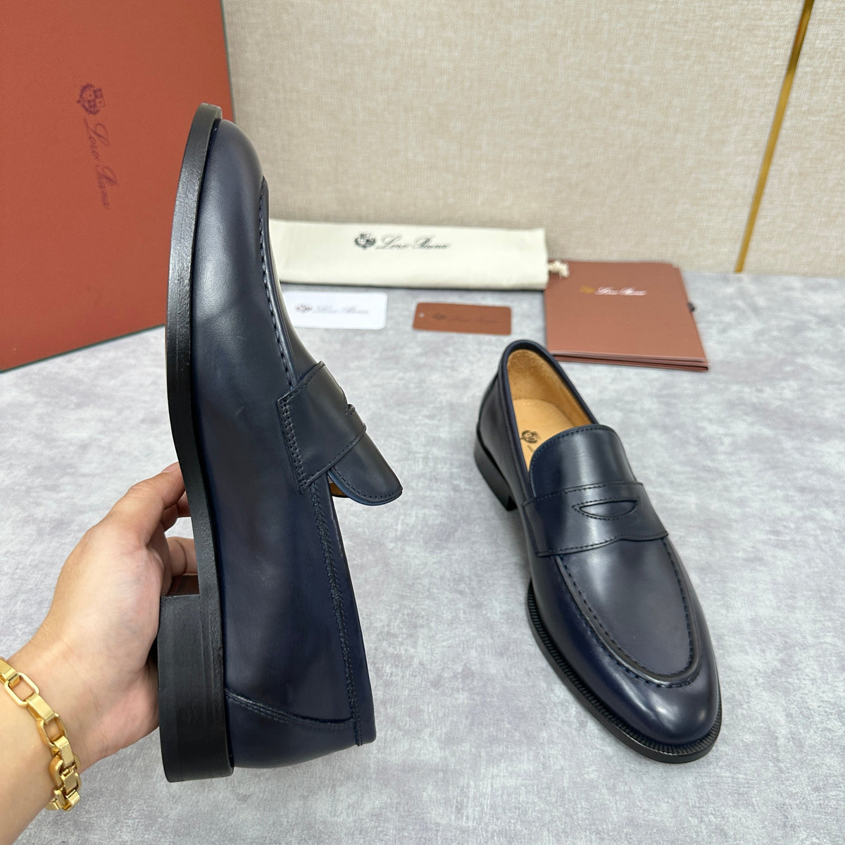 Brauner Glattleder Penny Loafer – Herren