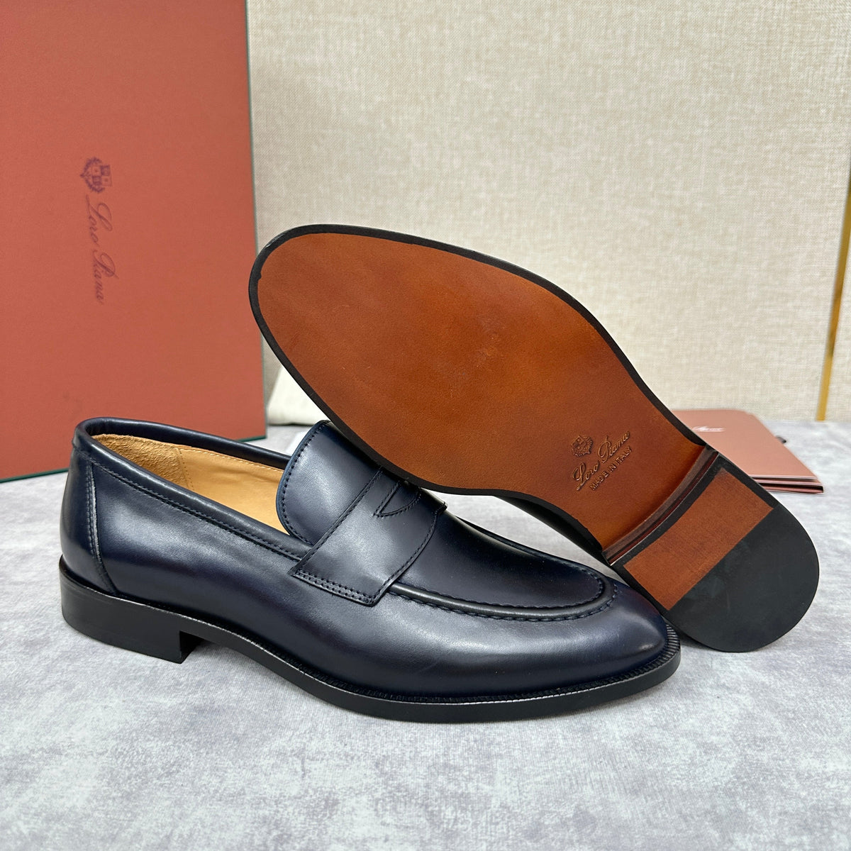 Brauner Glattleder Penny Loafer – Herren