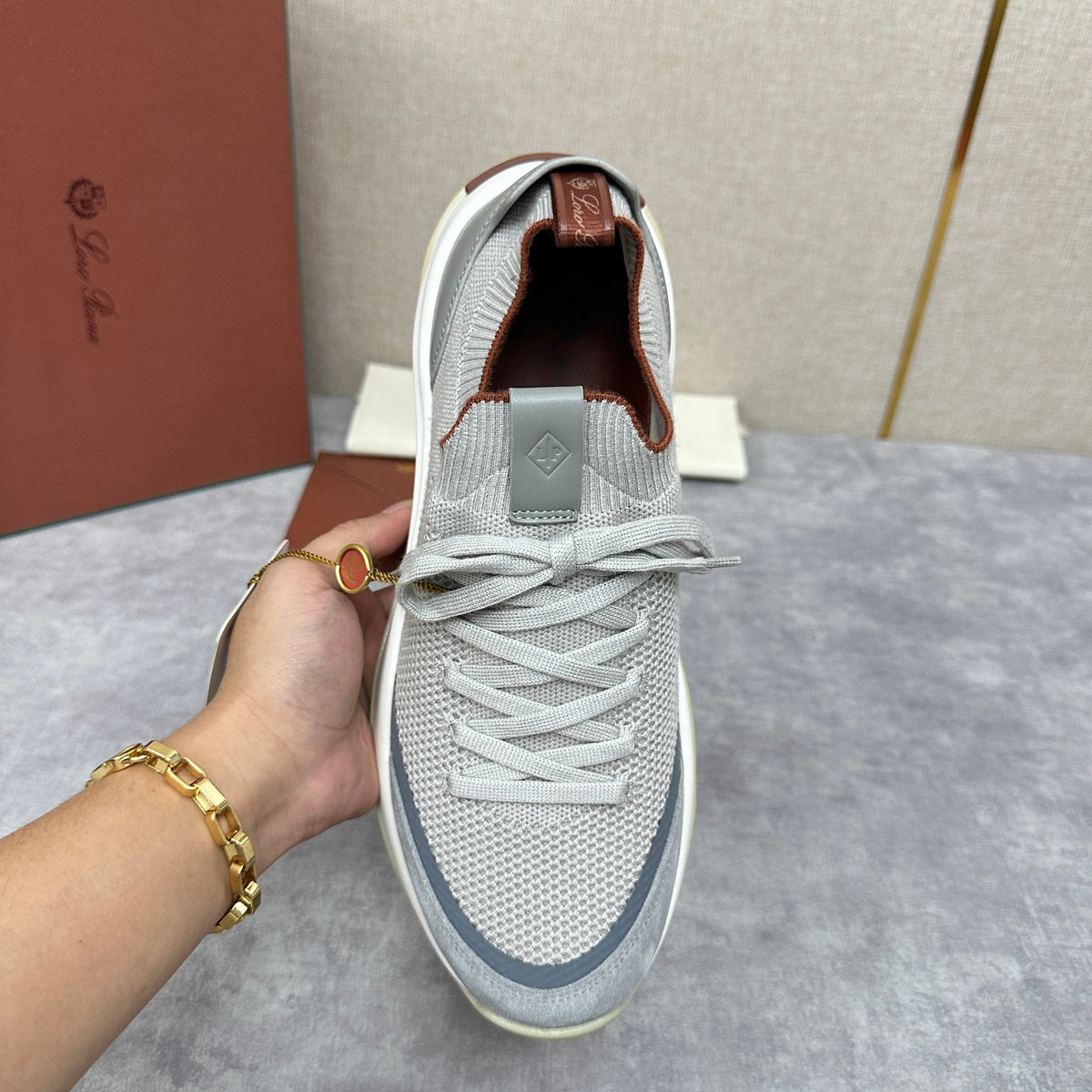 Grey Mesh Panelled Runner - Men's