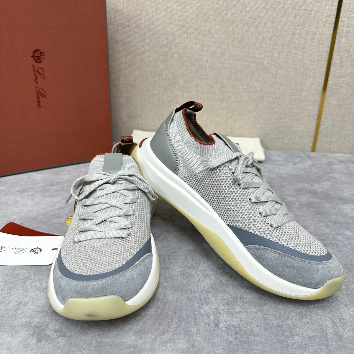 Grey Mesh Panelled Runner - Men's