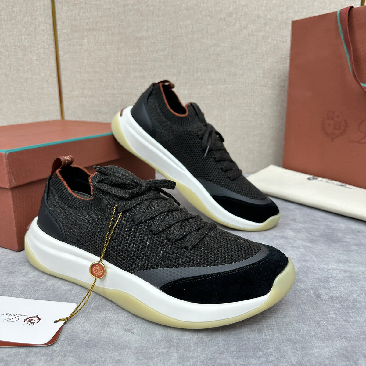 Cremefarbener Strick-Runner mit klobiger Sohle – Herren