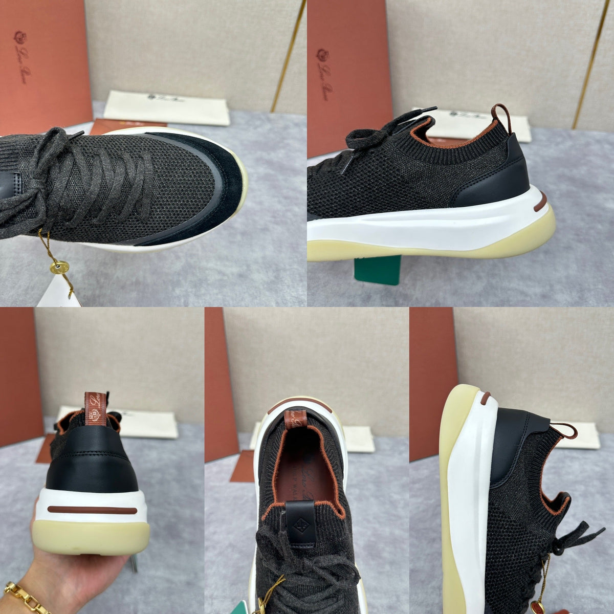 Cremefarbener Strick-Runner mit klobiger Sohle – Herren