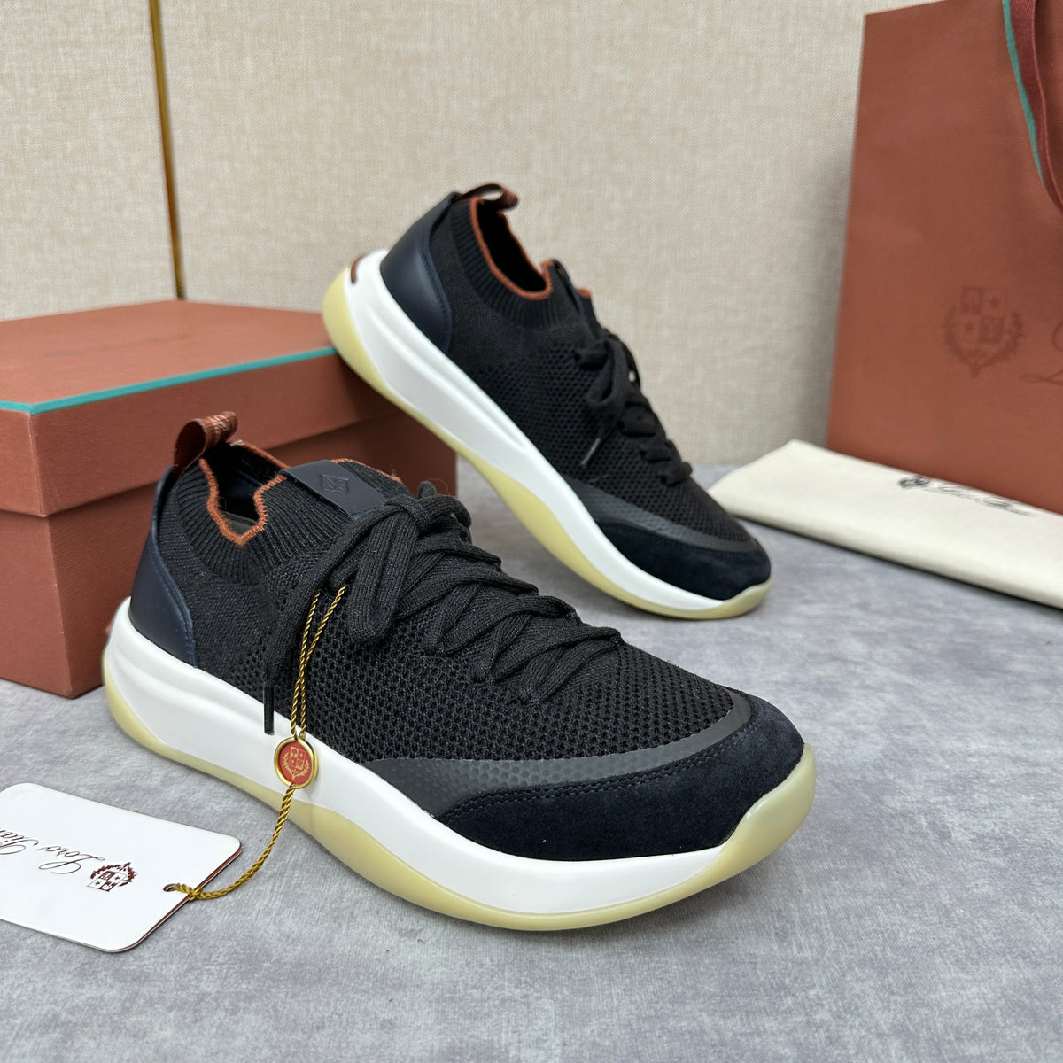 Grey Mesh Panelled Runner - Men's