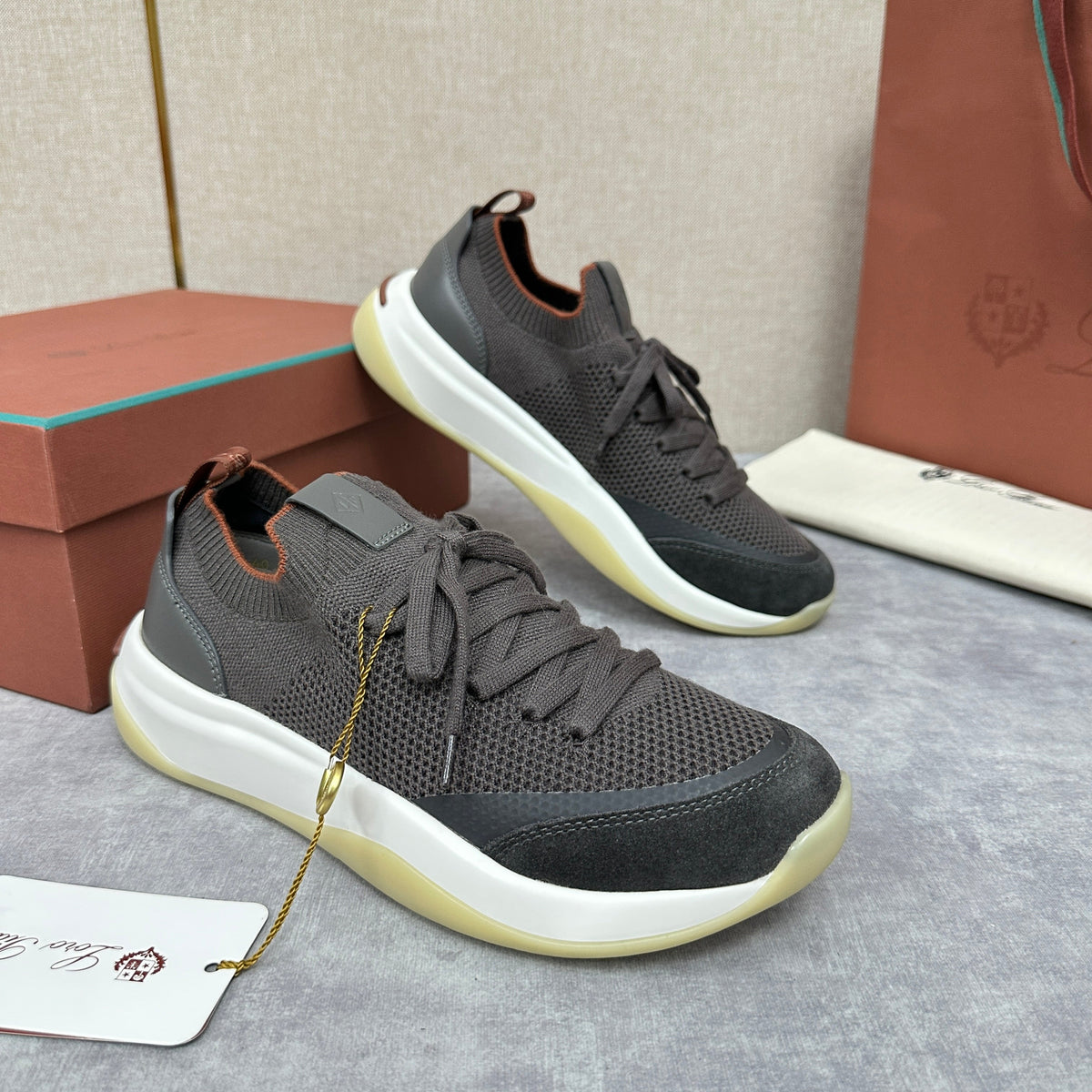 Grey Mesh Panelled Runner - Men's