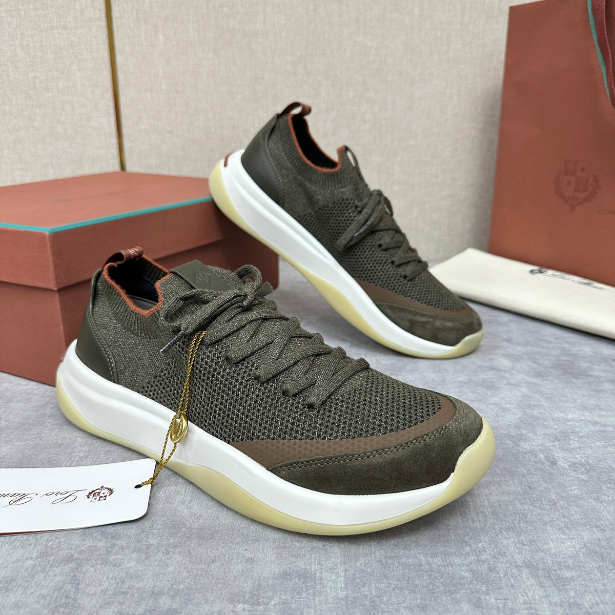 Sneaker Olive Knit mit klobiger Sohle – Herren