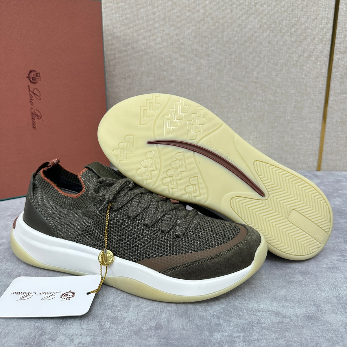 Olive Knit Chunky Sole Runner - Men's