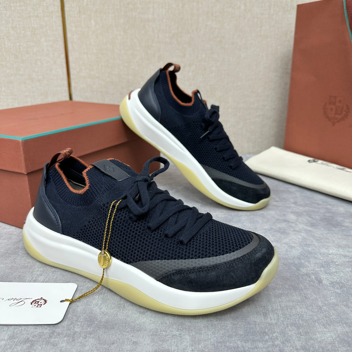 Cremefarbener Strick-Runner mit klobiger Sohle – Herren
