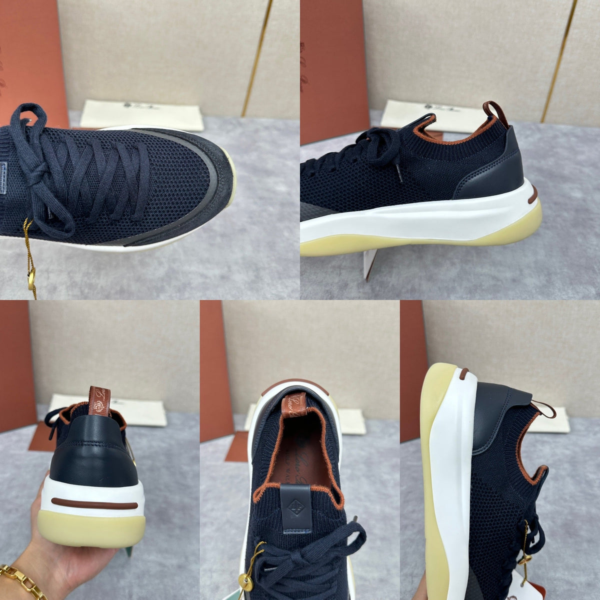 Cremefarbener Strick-Runner mit klobiger Sohle – Herren