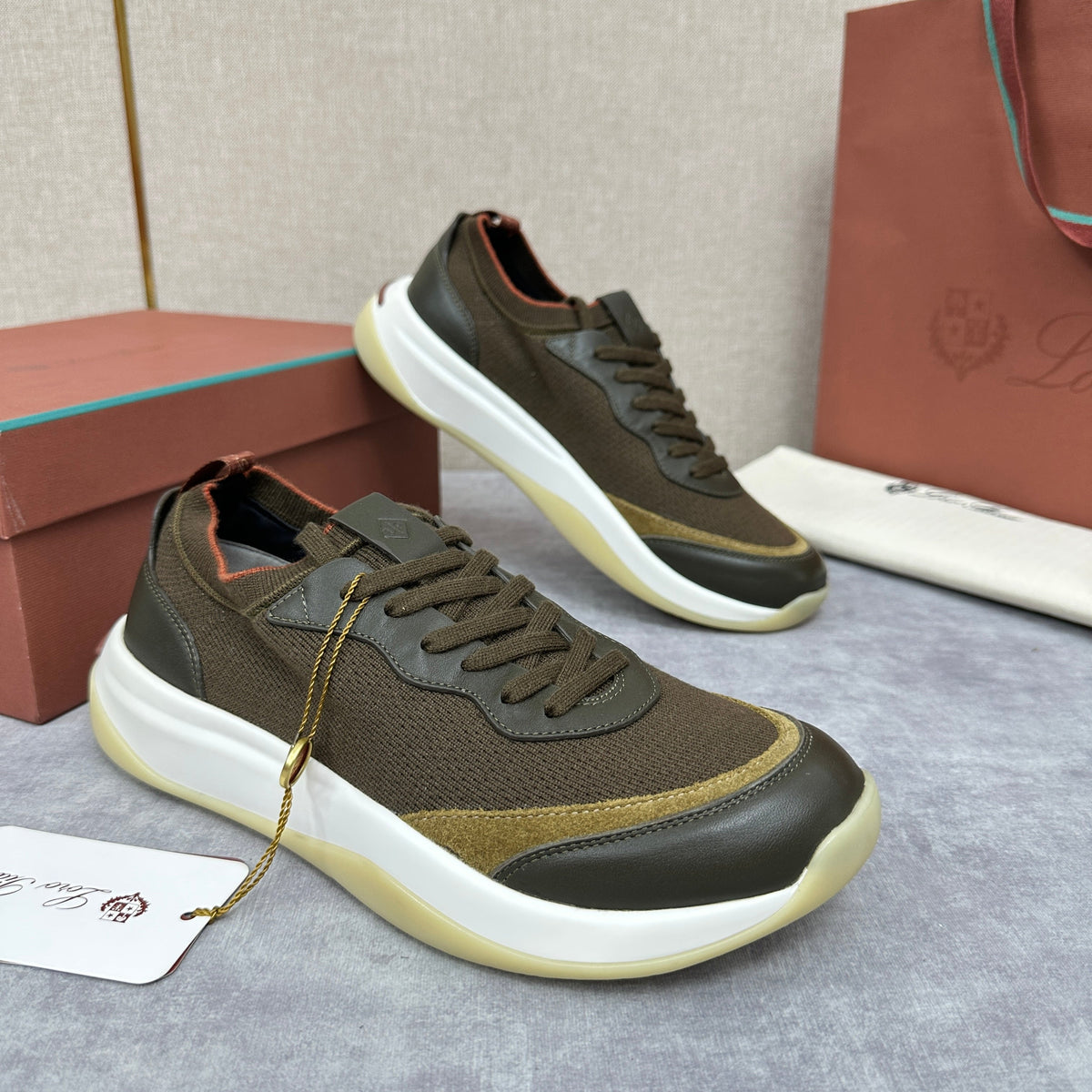 Sneaker Olive Knit mit klobiger Sohle – Herren