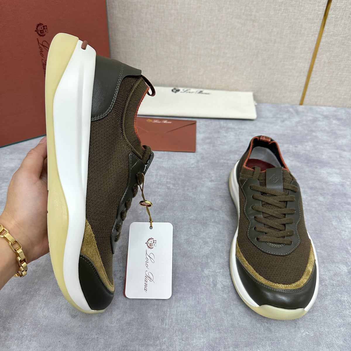 Olive Knit Chunky Sole Runner - Men's