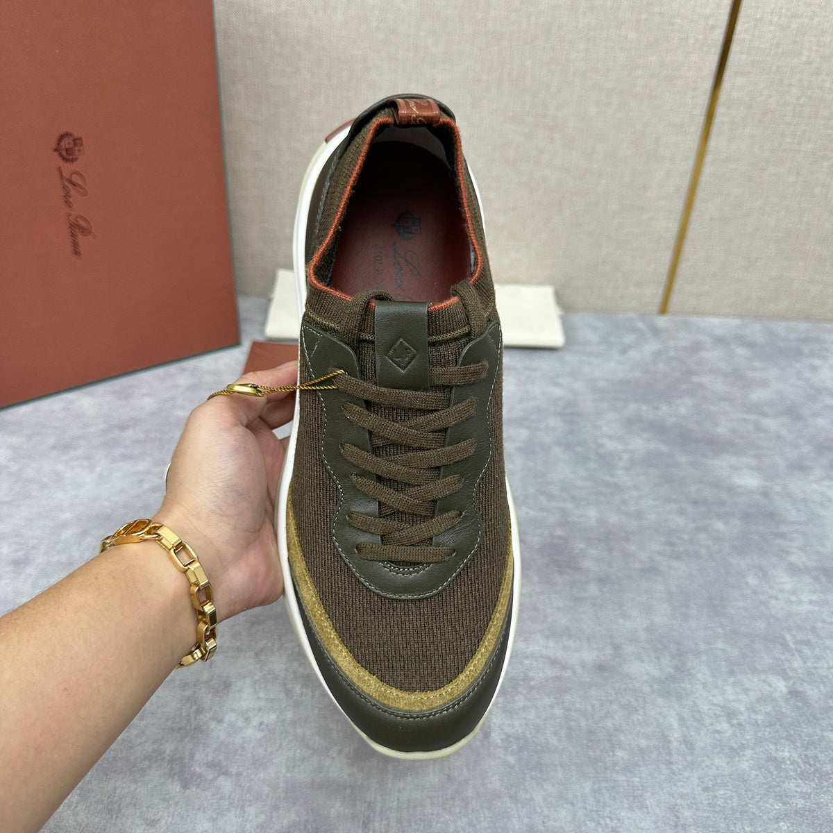 Olive Knit Chunky Sole Runner - Men's