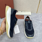 Navy Mesh Contrast Sole Runner - Men's