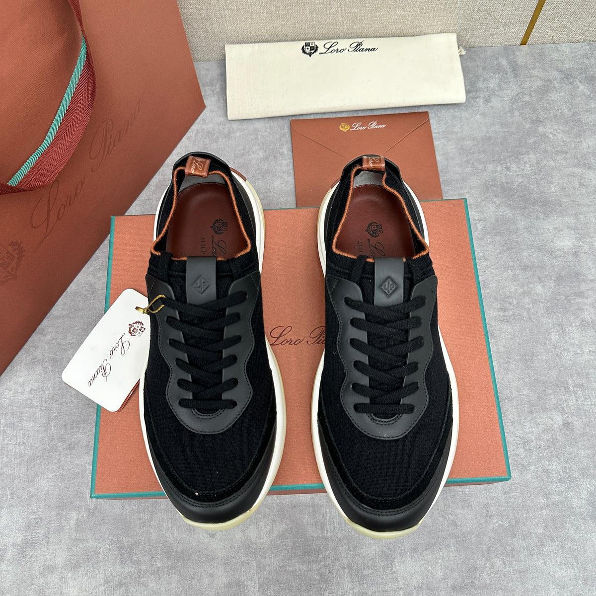 Cremefarbener Strick-Runner mit klobiger Sohle – Herren