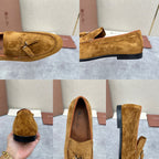 Herren-Slipper aus braunem Wildleder mit Quasten