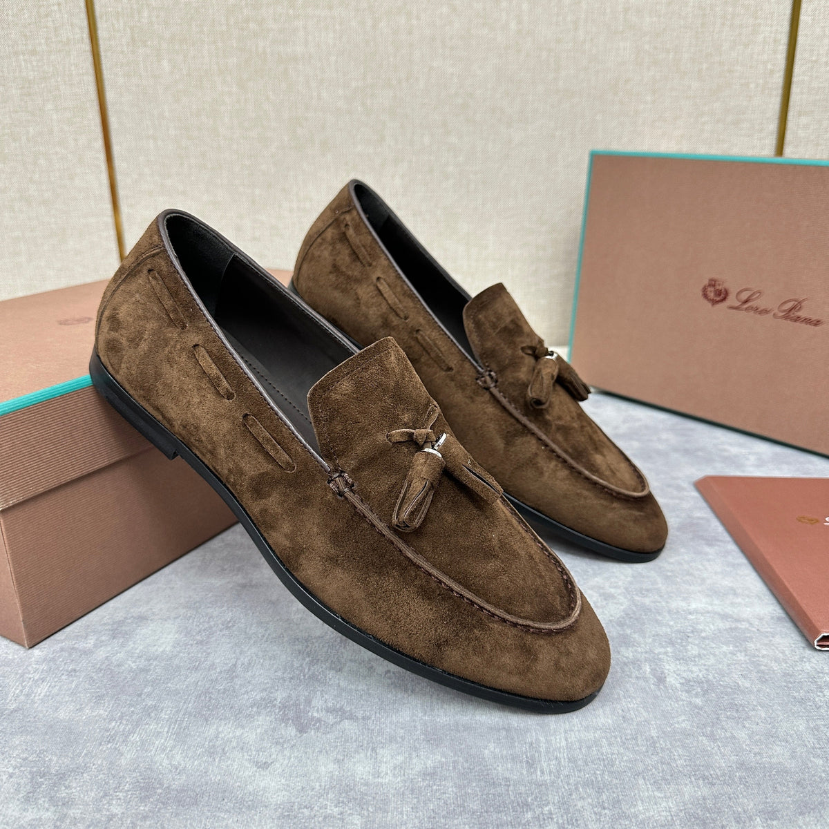 Cream Suede Contrast Sole Loafer - Men's