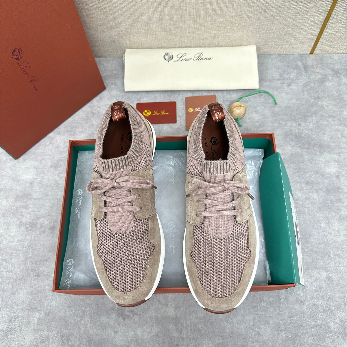 Grey Knit Contrast Sole Runner - Men's
