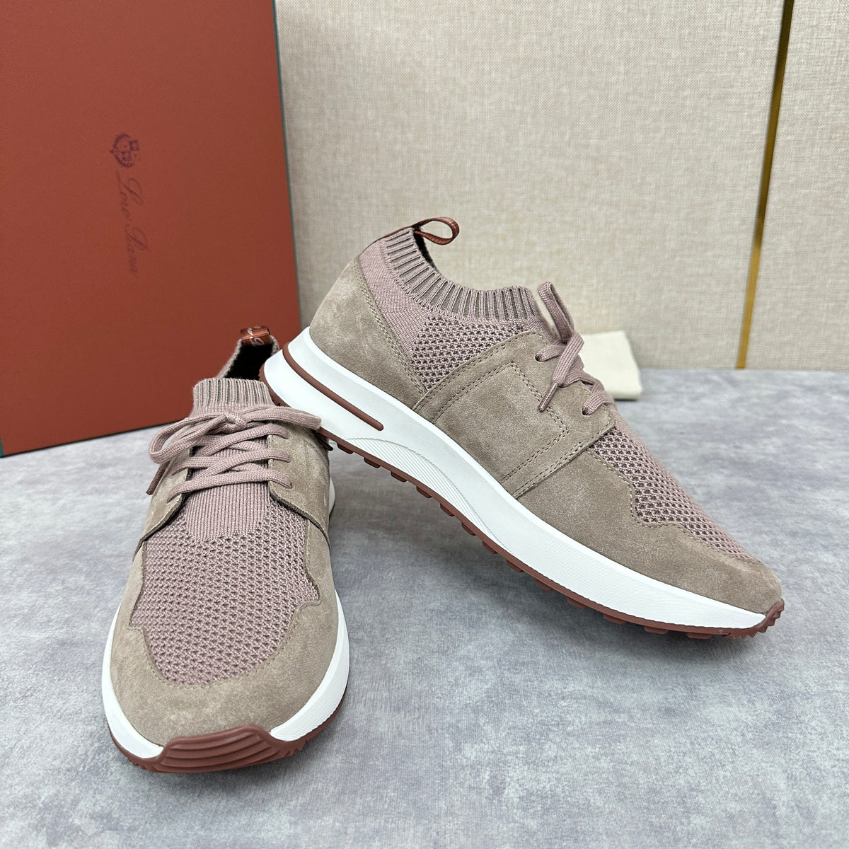 Grey Knit Contrast Sole Runner - Men's