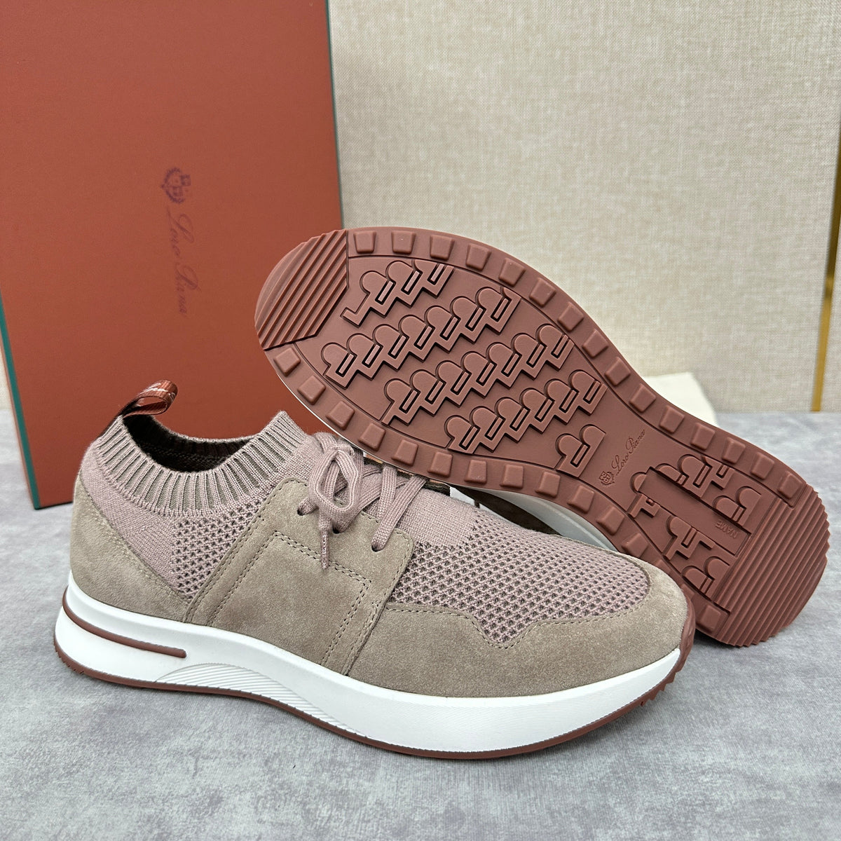 Grey Knit Contrast Sole Runner - Men's
