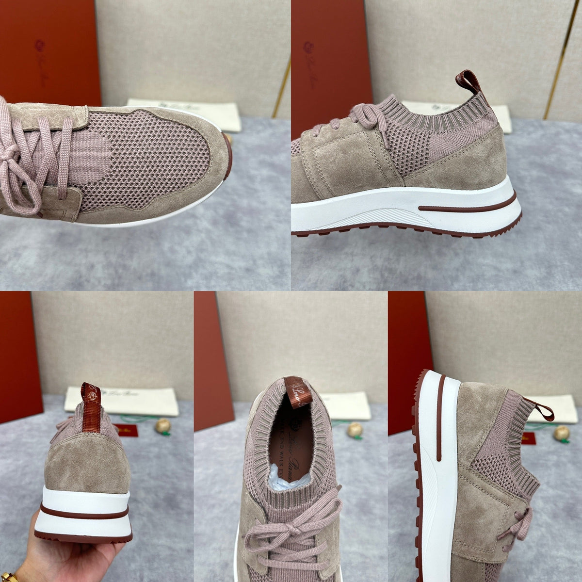 Grey Knit Contrast Sole Runner - Men's
