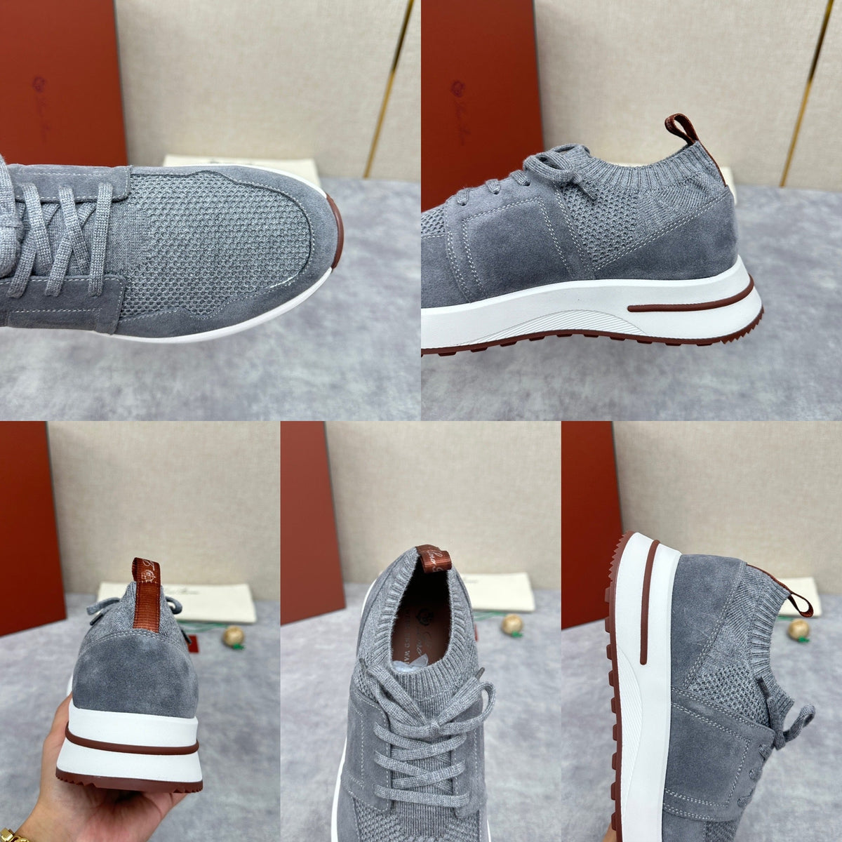 Grey Knit Contrast Sole Runner - Men's