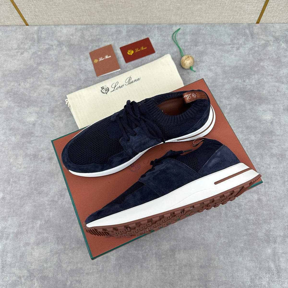 Grey Knit Contrast Sole Runner - Men's
