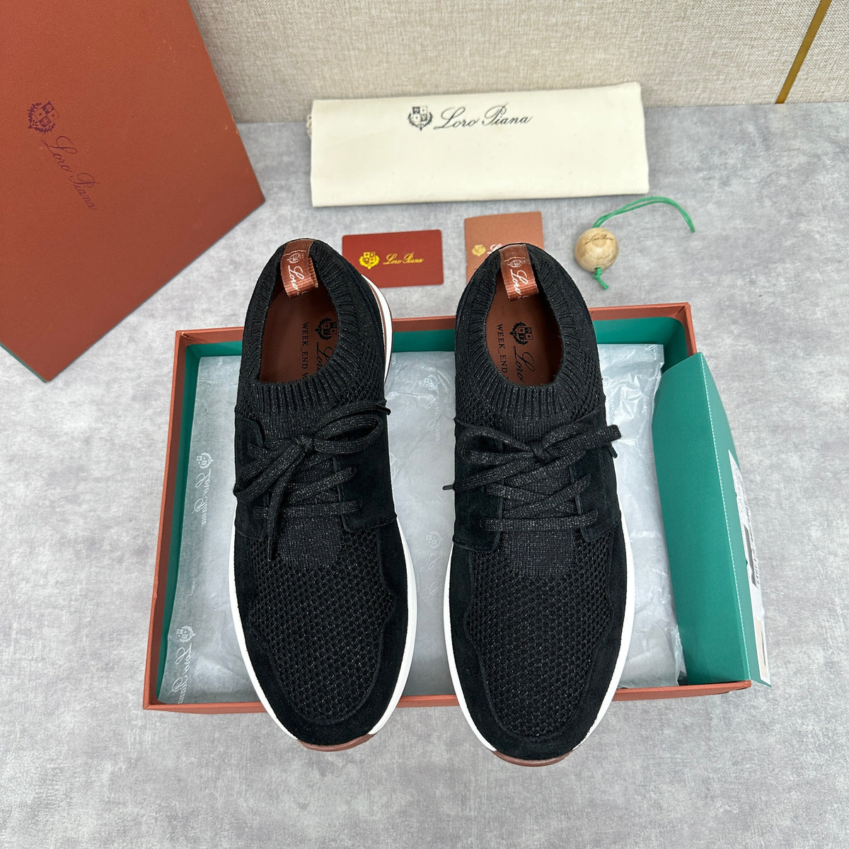 Grey Knit Contrast Sole Runner - Men's