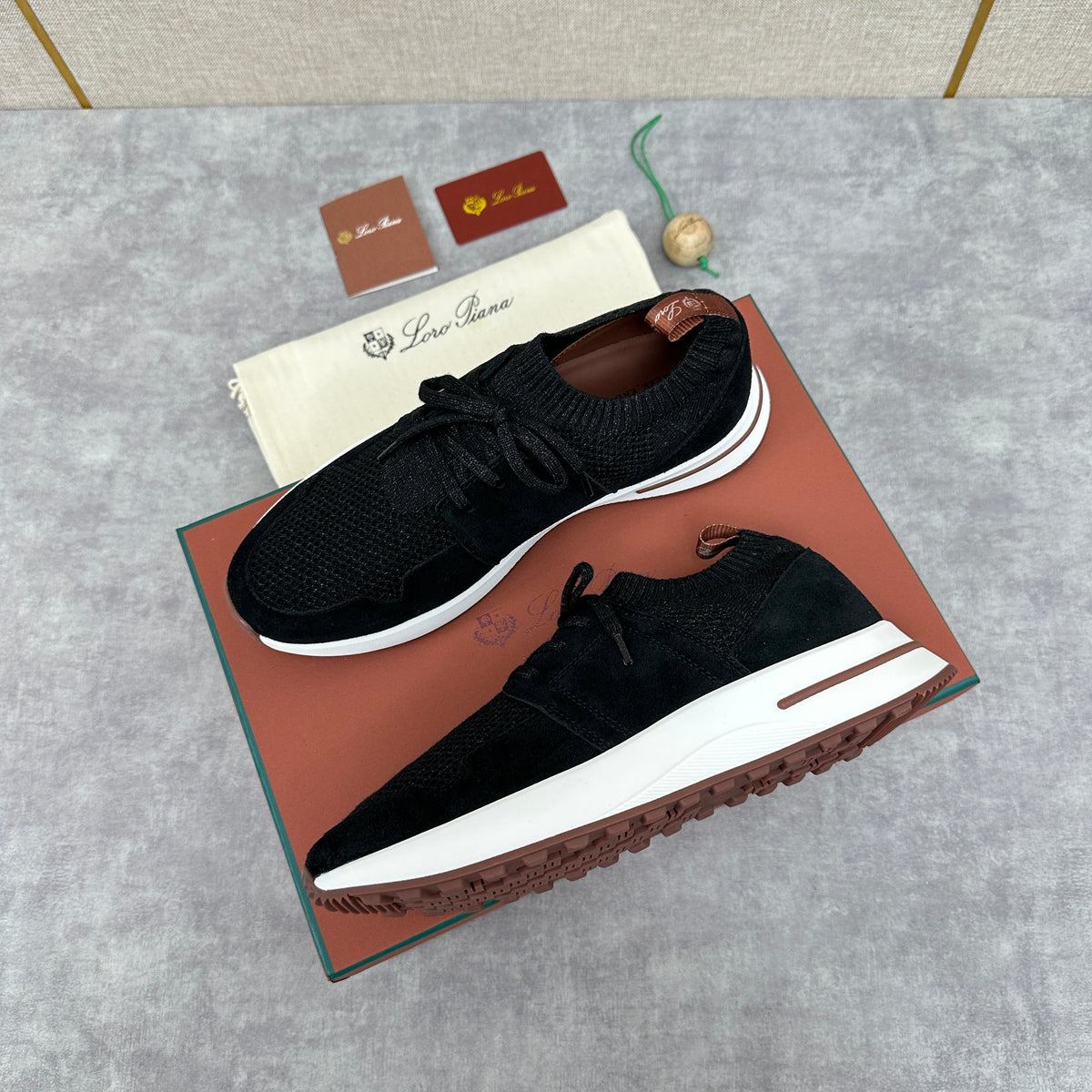 Grey Knit Contrast Sole Runner - Men's