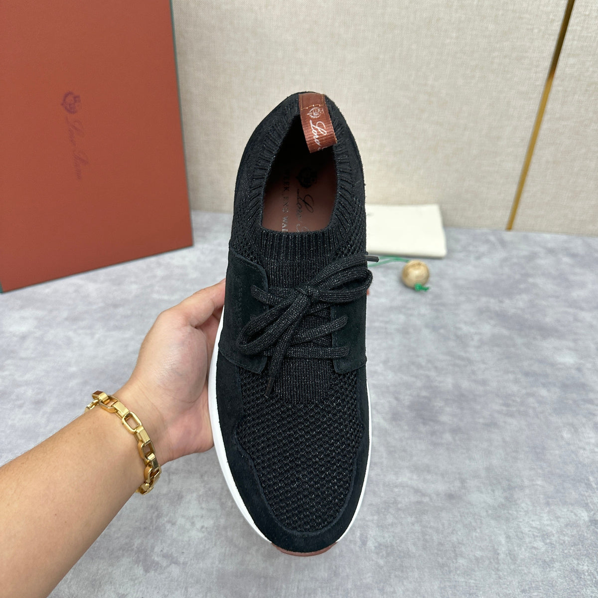 Grey Knit Contrast Sole Runner - Men's
