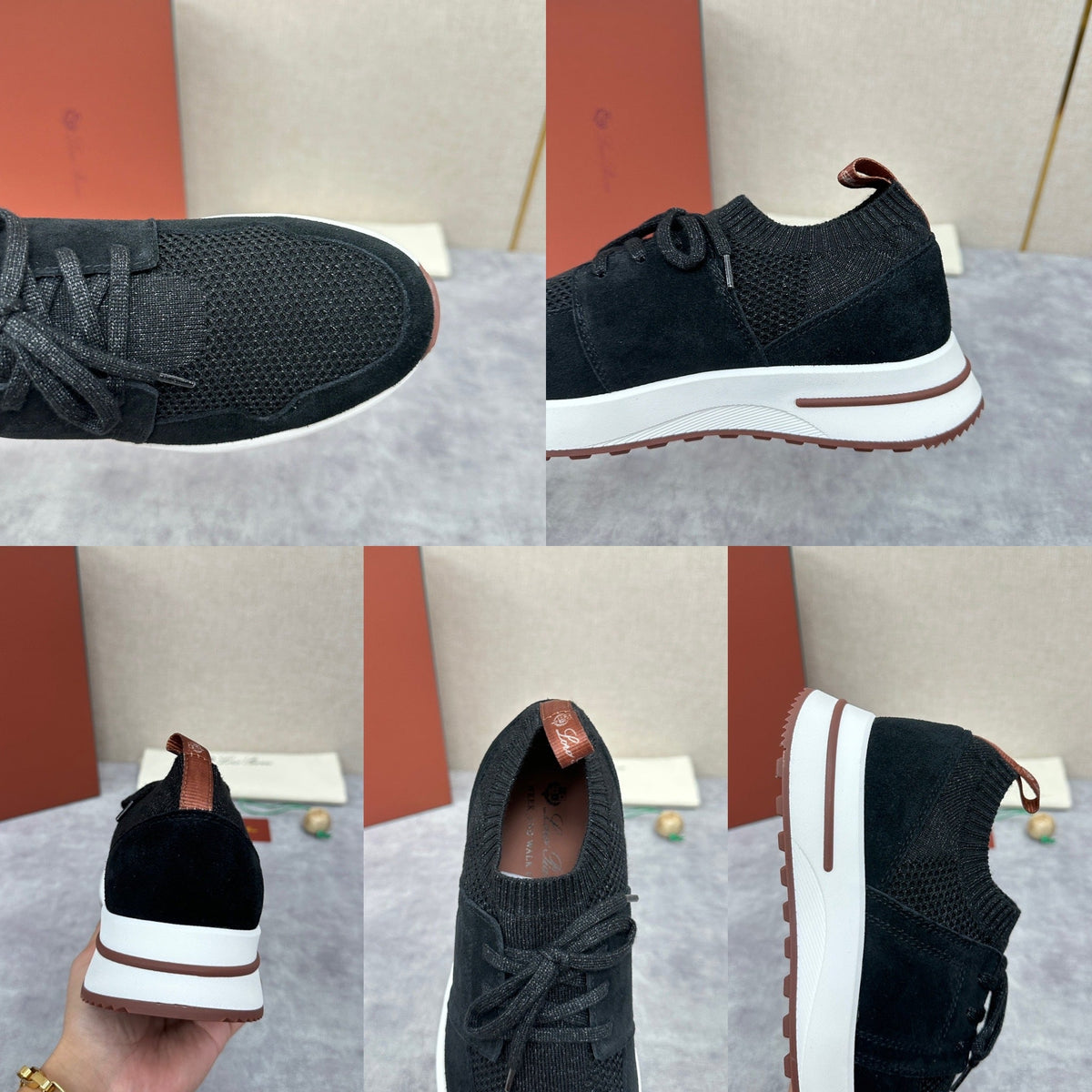 Grey Knit Contrast Sole Runner - Men's