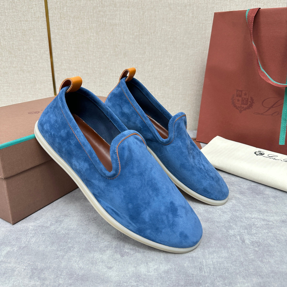 Blue Suede Slip-On Loafer - Men's