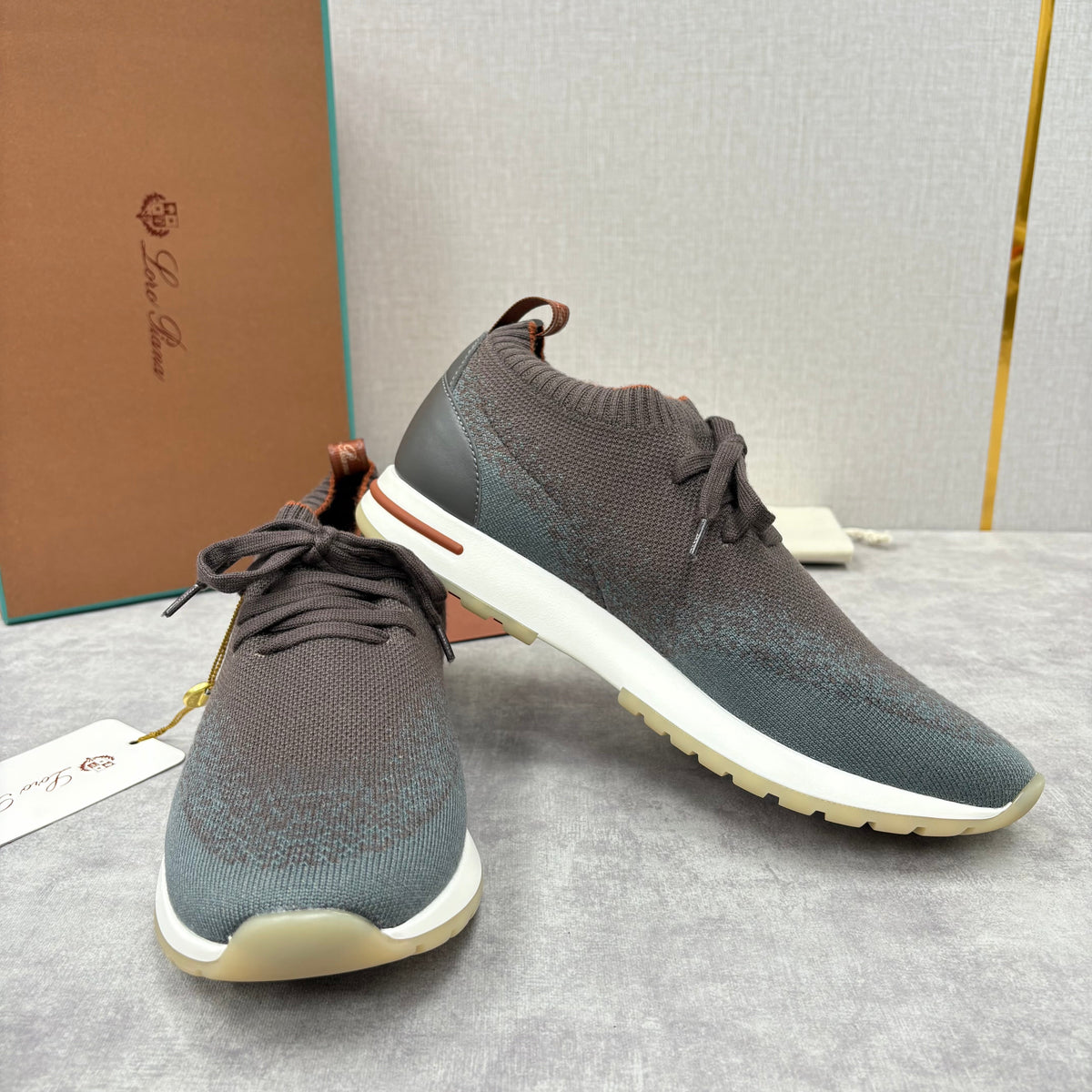 Grey Knit Tonal Sock Runner - Men's