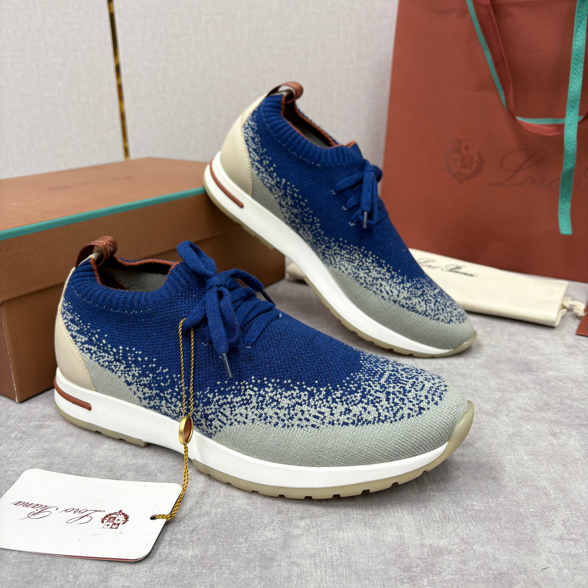 Grey Knit Tonal Sock Runner - Men's