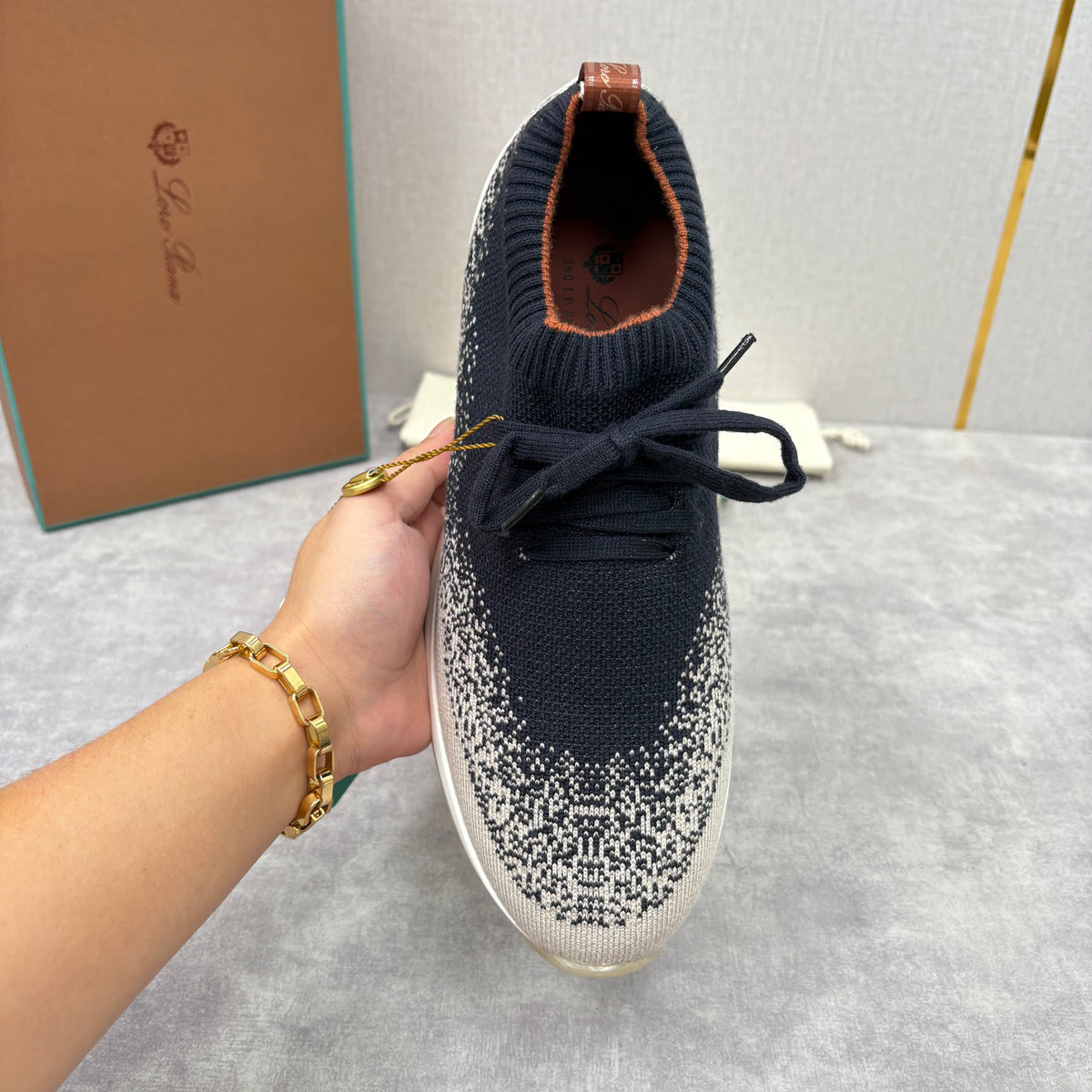 Grey Knit Tonal Sock Runner - Men's