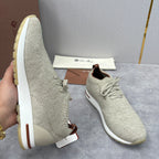 Cremefarbener Strick-Runner mit Einsätzen – Herren