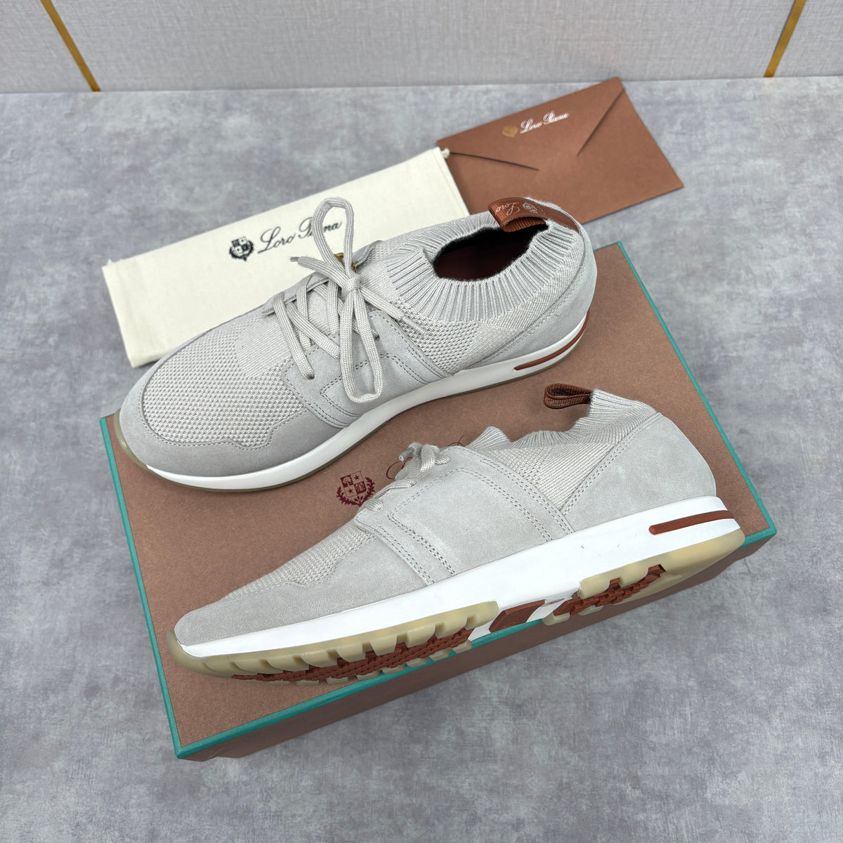 Cream Knit Contrast Sole Runner - Men's