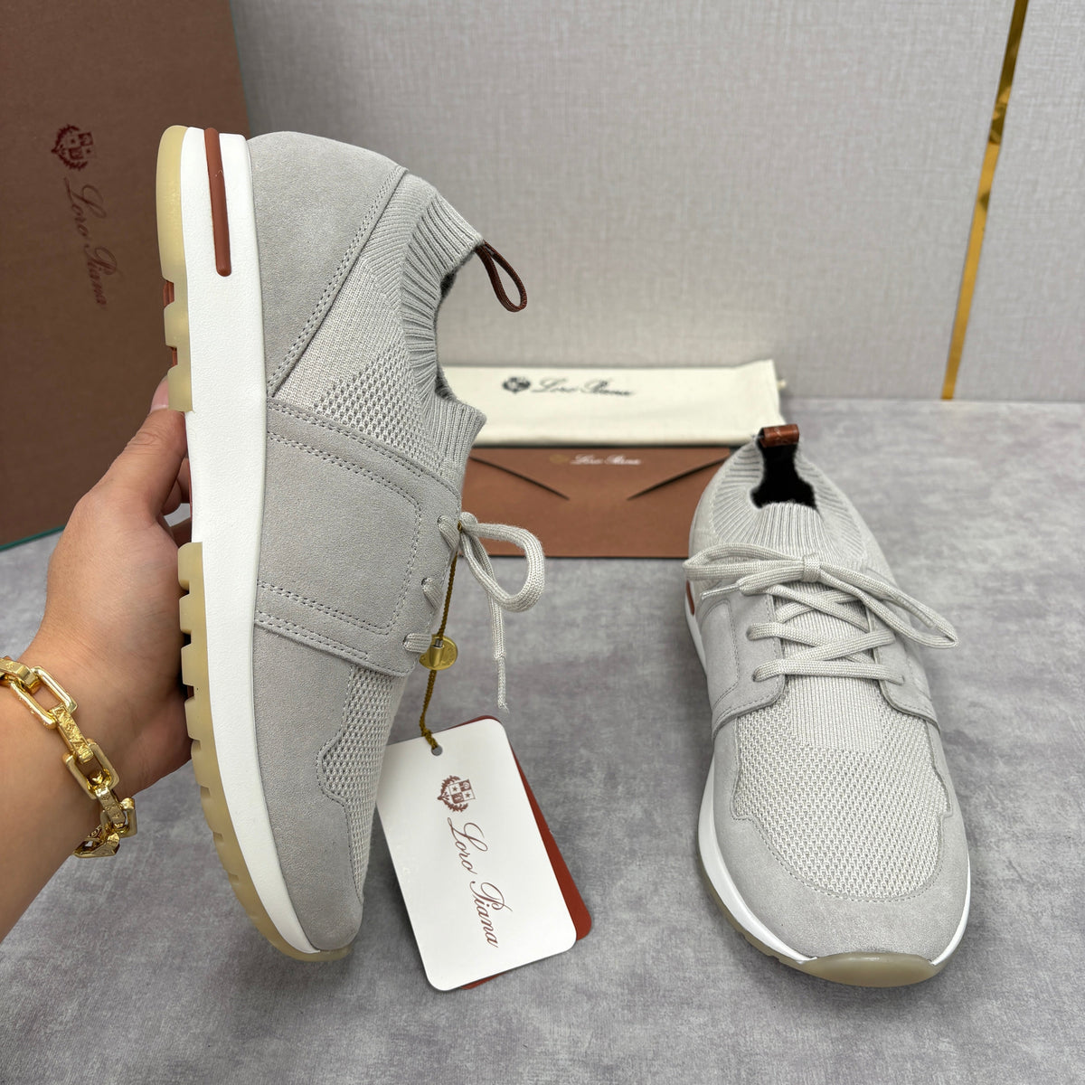 Cream Knit Contrast Sole Runner - Men's