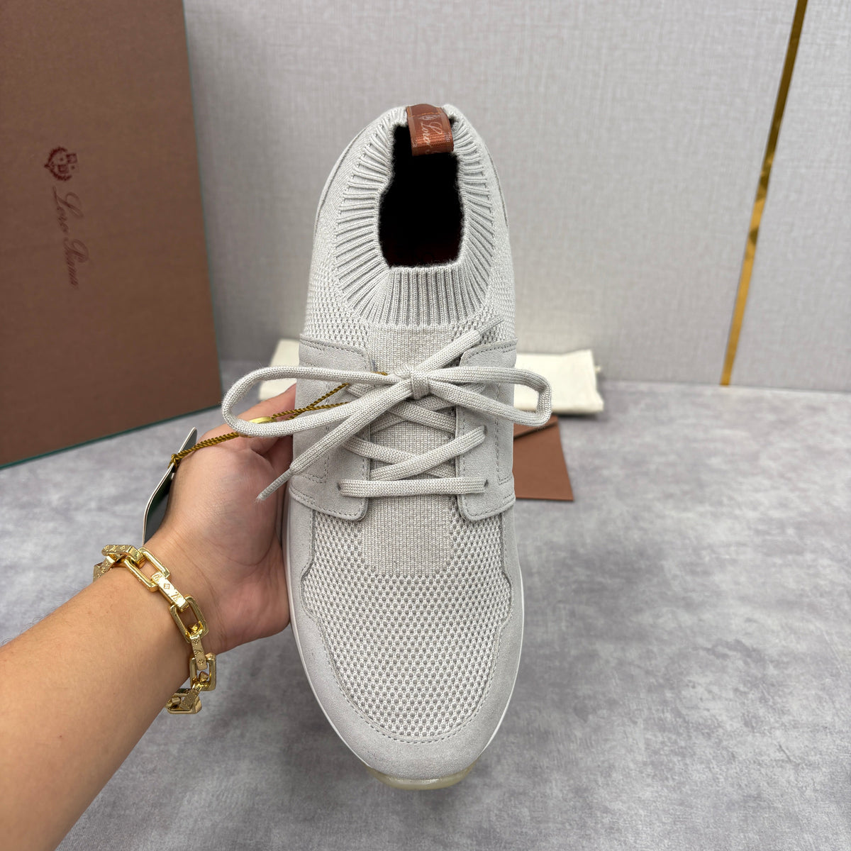 Cream Knit Contrast Sole Runner - Men's