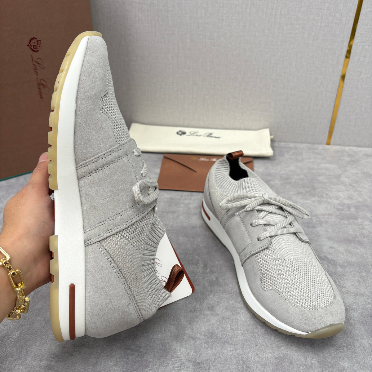 Cream Knit Contrast Sole Runner - Men's