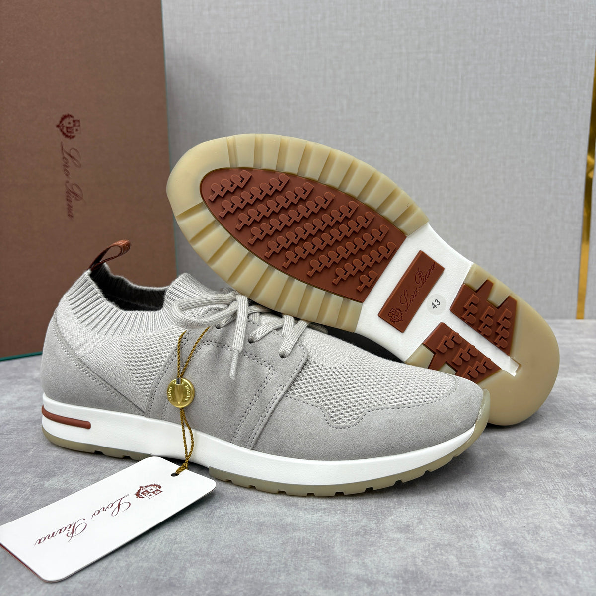 Cream Knit Contrast Sole Runner - Men's
