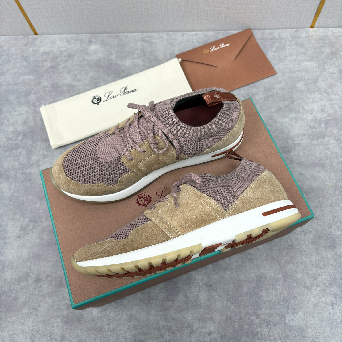 Cream Knit Contrast Sole Runner - Men's