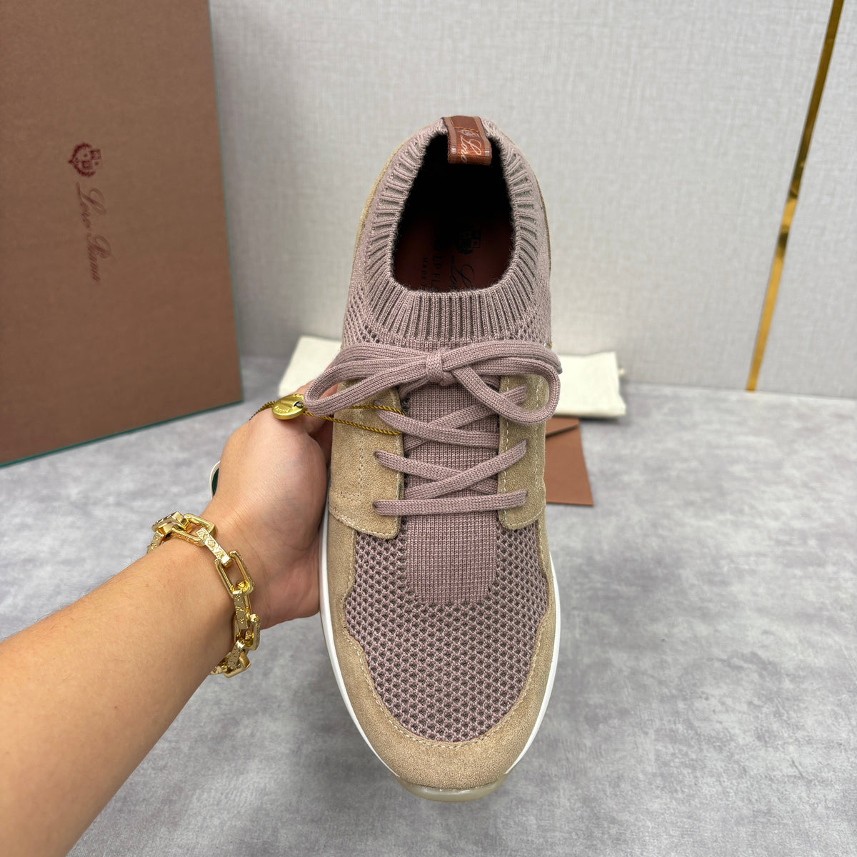 Cream Knit Contrast Sole Runner - Men's