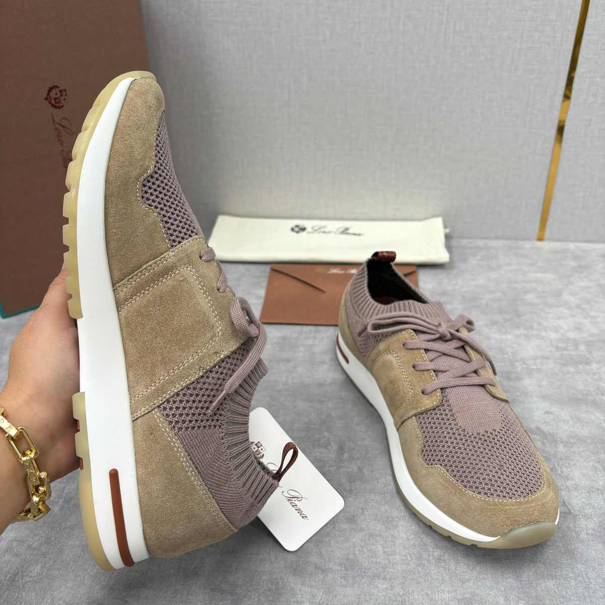 Cream Knit Contrast Sole Runner - Men's