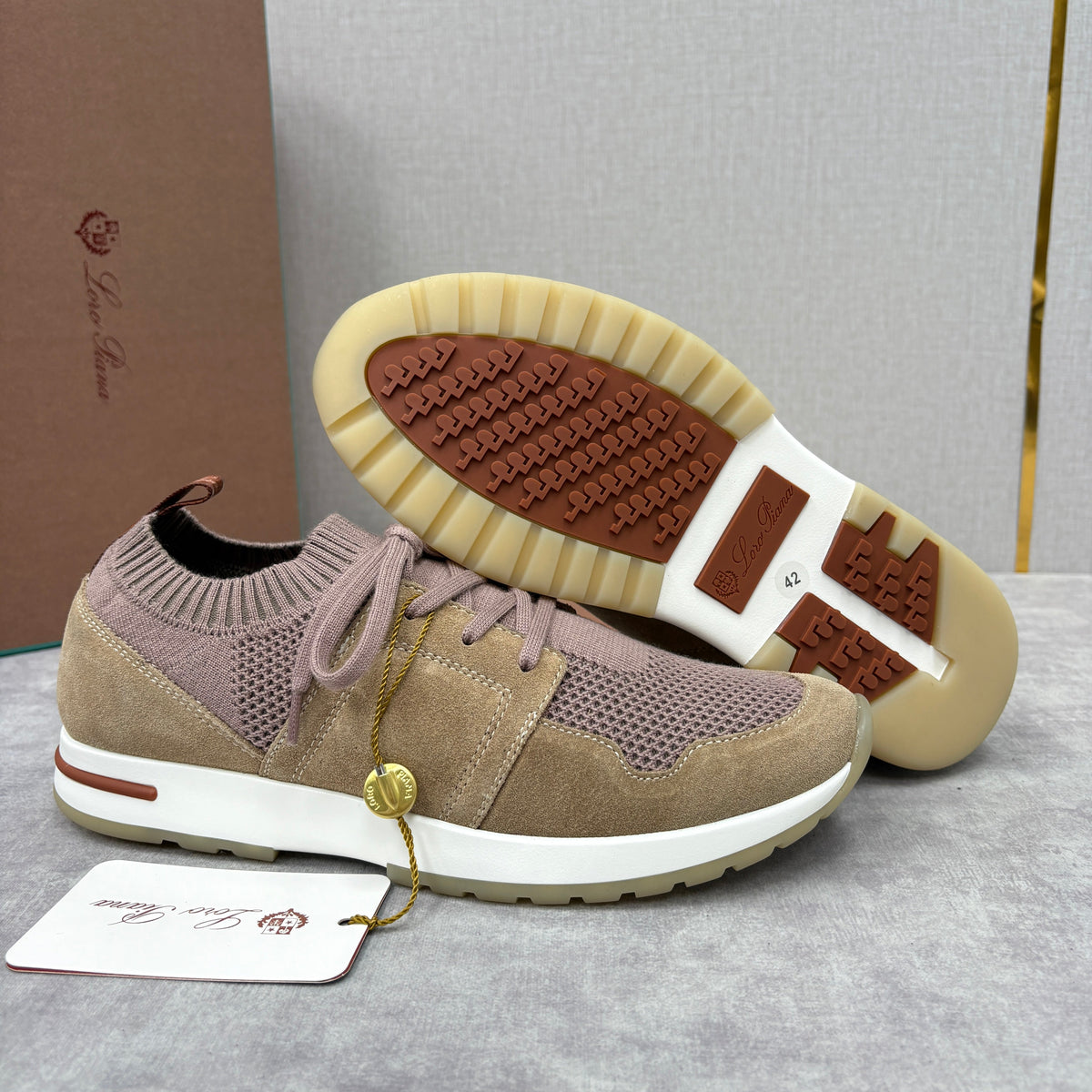 Cream Knit Contrast Sole Runner - Men's