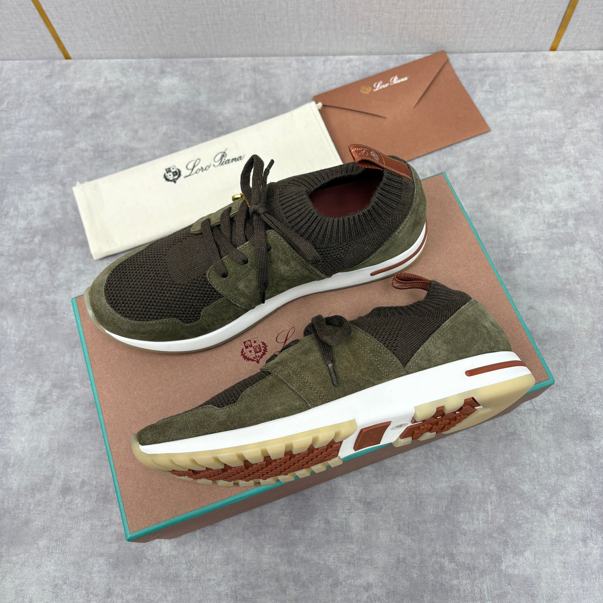 Cream Knit Contrast Sole Runner - Men's