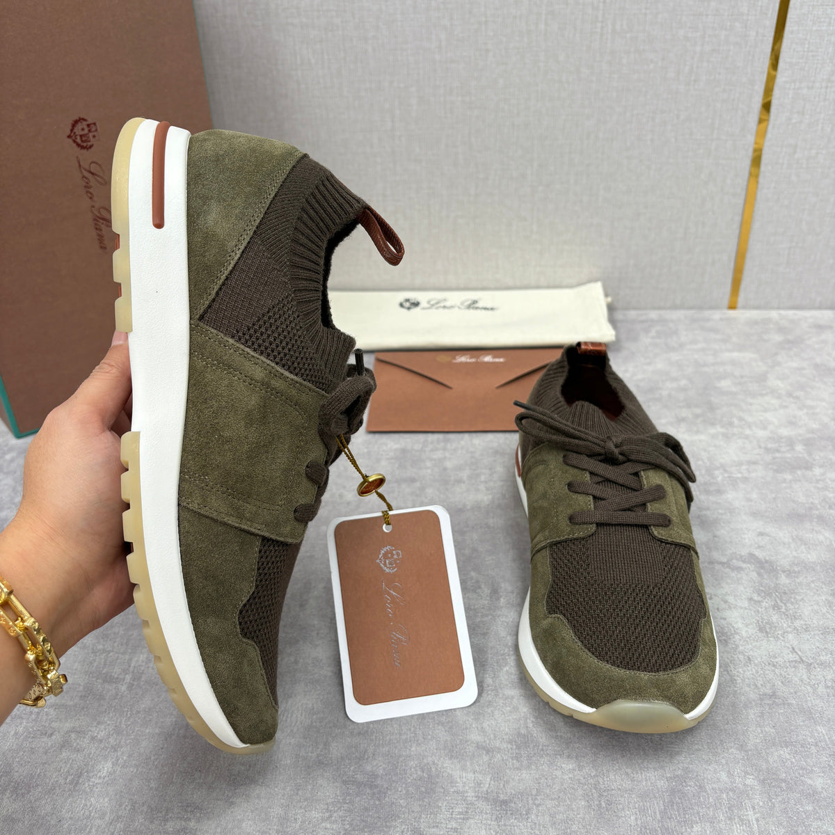 Cream Knit Contrast Sole Runner - Men's
