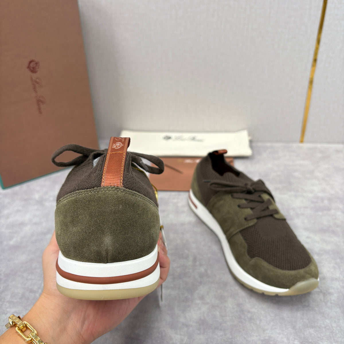 Cream Knit Contrast Sole Runner - Men's