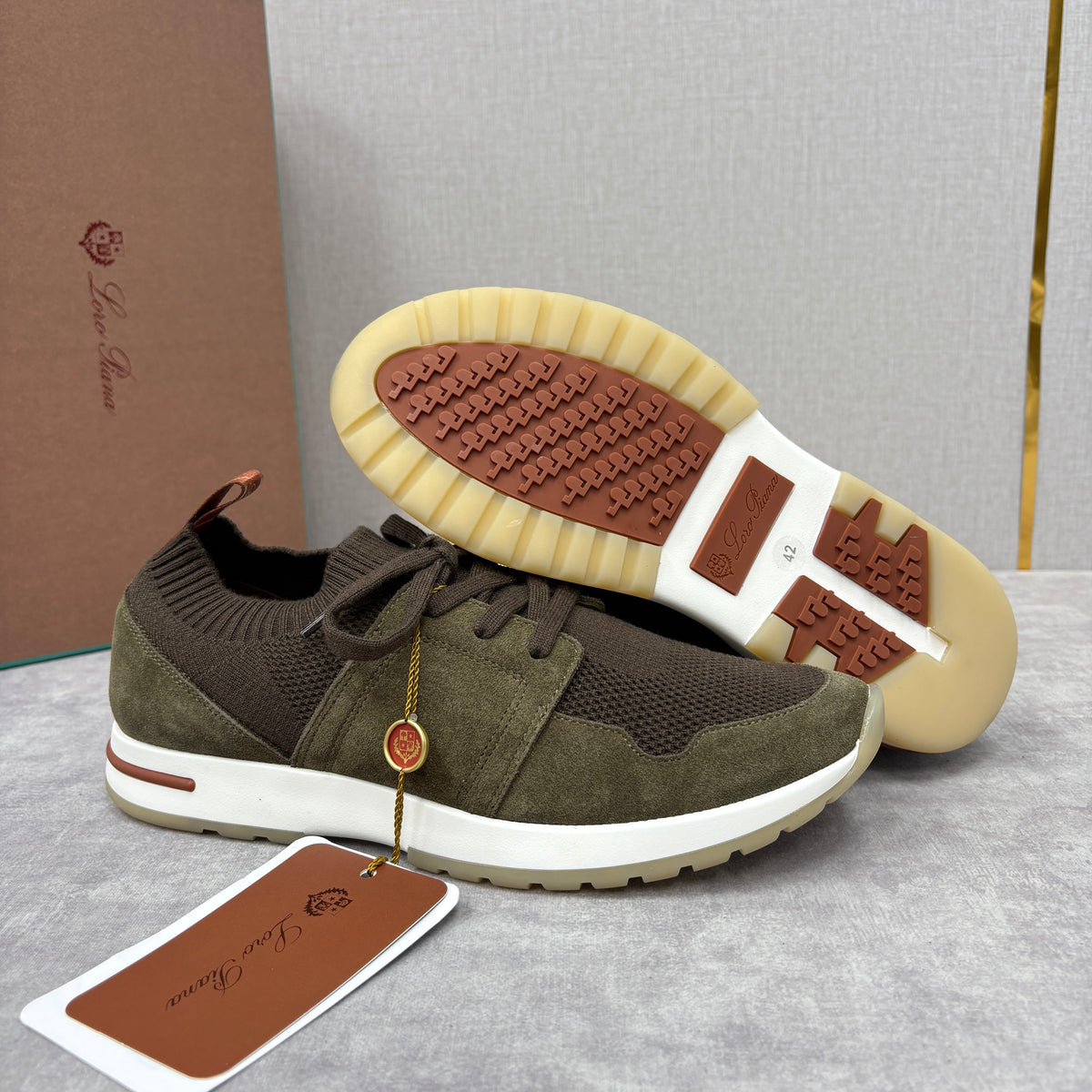 Cream Knit Contrast Sole Runner - Men's