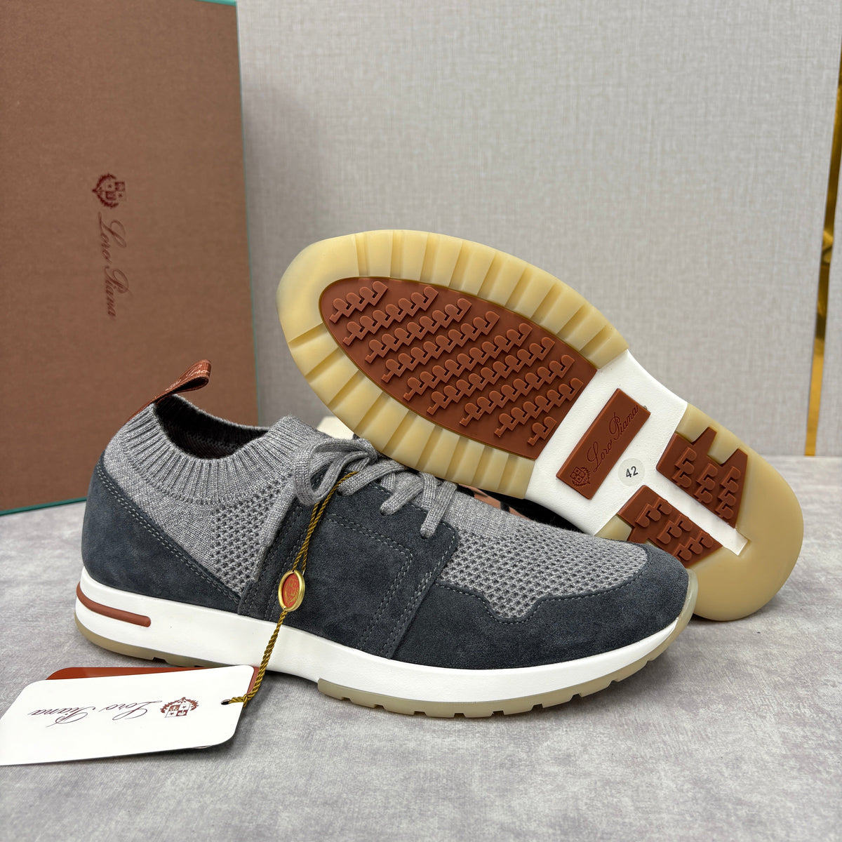 Cream Knit Contrast Sole Runner - Men's
