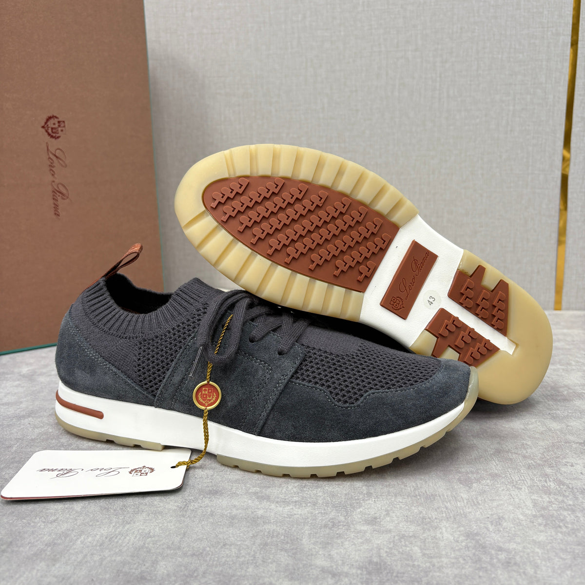 Grey Knit Panelled Runner - Men's
